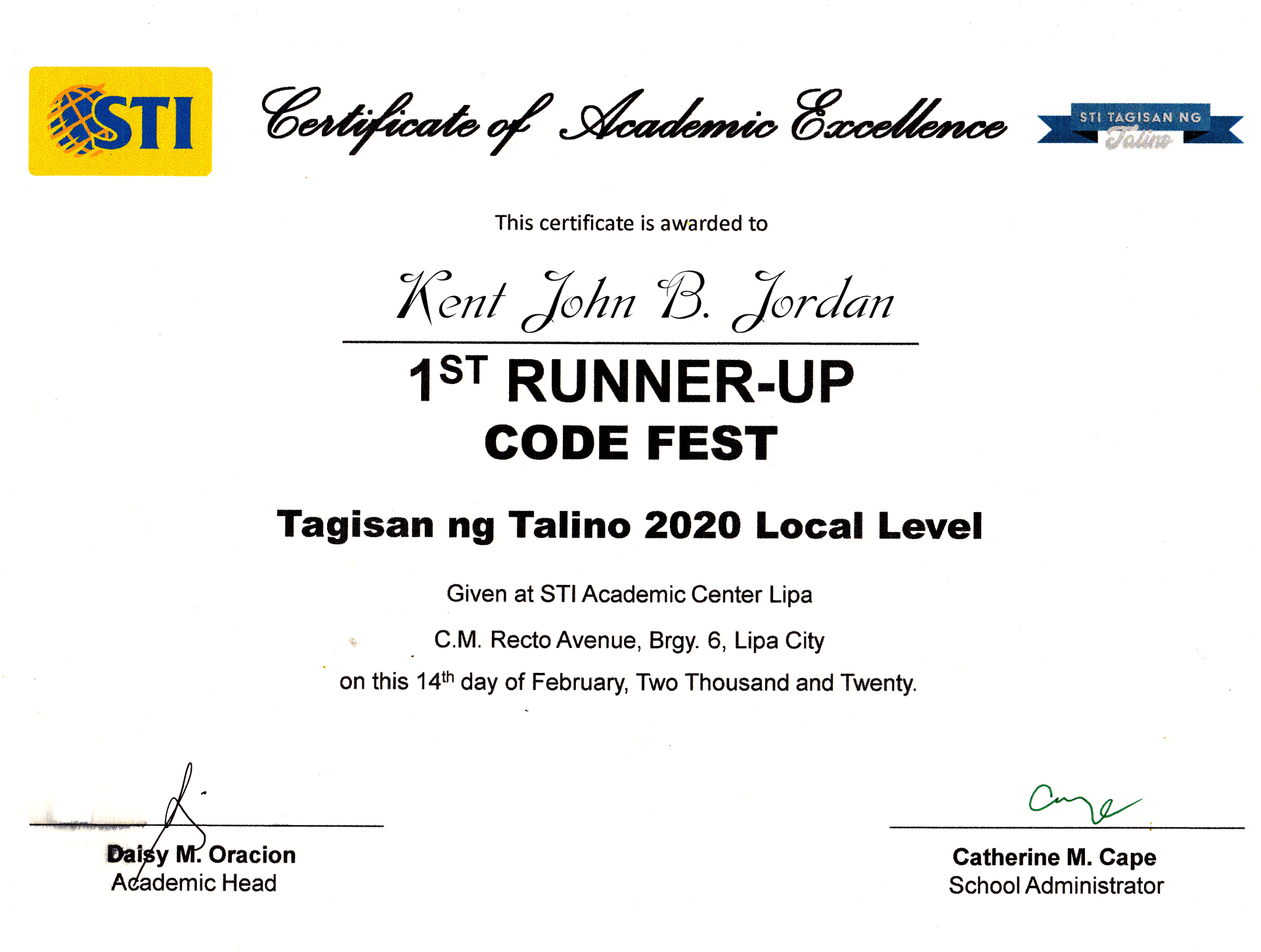 Certificate